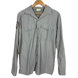 Kathmandu Vented Fishing Shirt TAC Logo Long Sleeve Sport Gray Casual Outdoor M